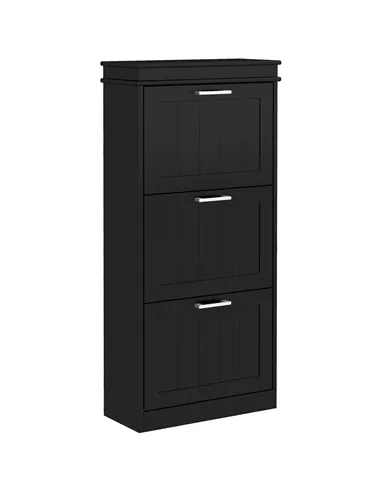 HOMCOM Three-Drawer Minimalistic Shoe Cabinet - Black