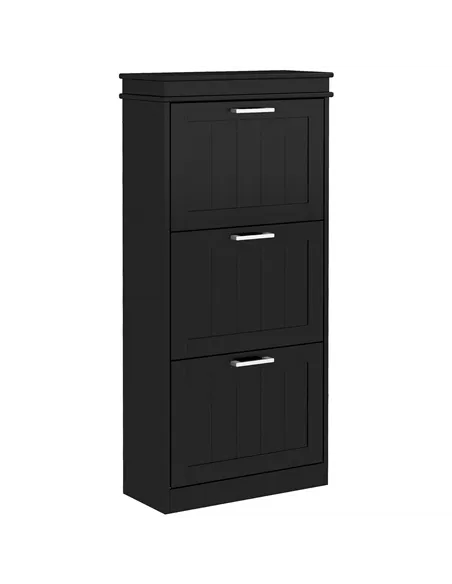 HOMCOM Three-Drawer Minimalistic Shoe Cabinet - Black