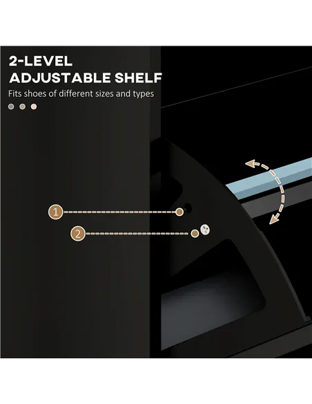 HOMCOM Three-Drawer Minimalistic Shoe Cabinet - Black