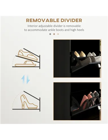 HOMCOM Three-Drawer Minimalistic Shoe Cabinet - Black