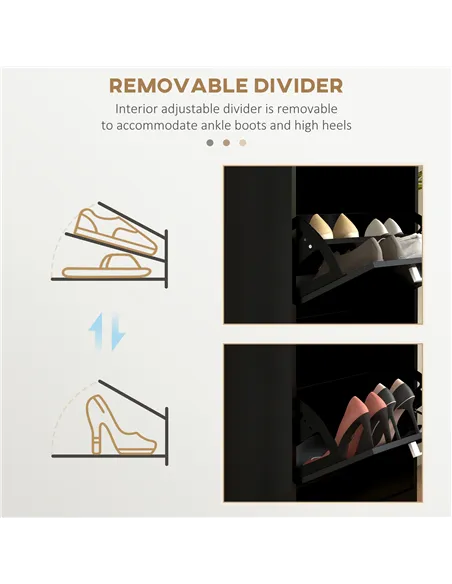 HOMCOM Three-Drawer Minimalistic Shoe Cabinet - Black