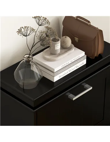 HOMCOM Three-Drawer Minimalistic Shoe Cabinet - Black