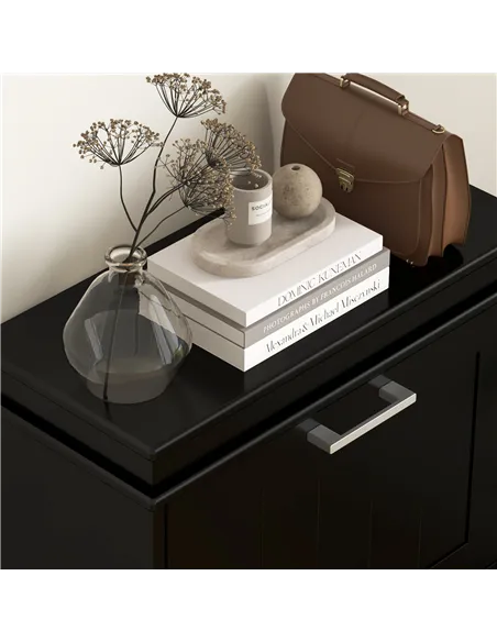 HOMCOM Three-Drawer Minimalistic Shoe Cabinet - Black