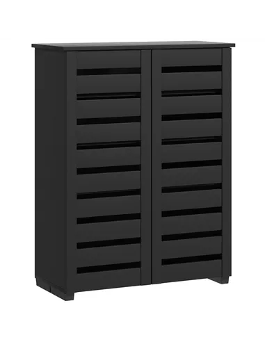 HOMCOM Narrow Shoe Cabinet for Entryway, 5-Tier Slim Shoe Storage Cabinet with 2 Slatted Doors and Adjustable Shelves