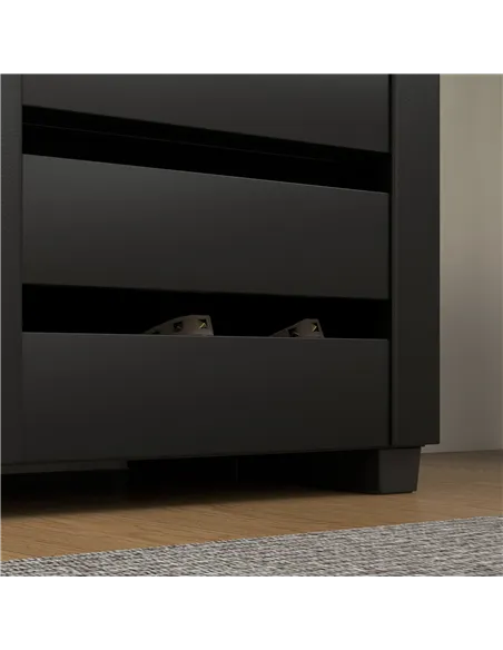 HOMCOM Narrow Shoe Cabinet for Entryway, 5-Tier Slim Shoe Storage Cabinet with 2 Slatted Doors and Adjustable Shelves