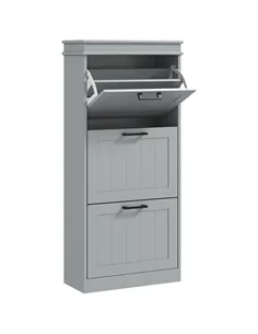 HOMCOM Three-Drawer Minimalistic Shoe Cabinet - Grey