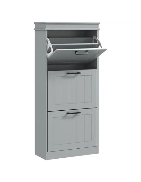 HOMCOM Three-Drawer Minimalistic Shoe Cabinet - Grey
