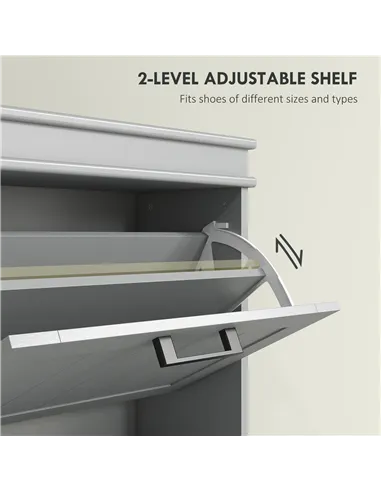 HOMCOM Three-Drawer Minimalistic Shoe Cabinet - Grey