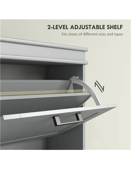 HOMCOM Three-Drawer Minimalistic Shoe Cabinet - Grey