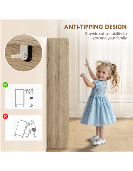 HOMCOM 12-Shoe Flip Drawer Storage Cabinet - Brown Wood-Effect