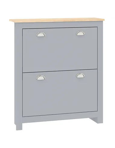 HOMCOM 2 Drawer Shoe Cabinet Modern Narrow Shoe Cupboard Hallway Wooden Storage Organiser with Flip Doors Adjustable Shelf for 6