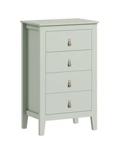 HOMCOM Bedroom Chest of Drawers, Modern 4 Drawer Dresser Cabinet with PU Leather Handles and Metal Runners for Living Room, Hall
