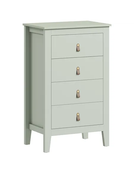 HOMCOM Bedroom Chest of Drawers, Modern 4 Drawer Dresser Cabinet with PU Leather Handles and Metal Runners for Living Room, Hall