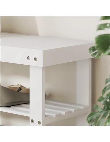 HOMCOM Two Shelf Bamboo Shoe Storage Bench - White