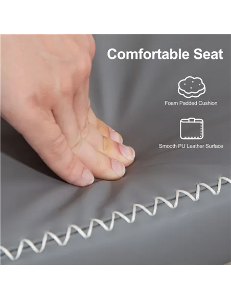 HOMCOM PU Leather Shoe Storage Bench - Grey