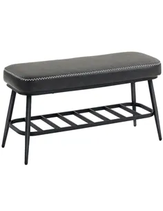 HOMCOM PU Leather Shoe Storage Bench - Charcoal Grey
