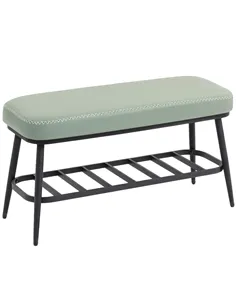 HOMCOM PU Leather Shoe Storage Bench - Green