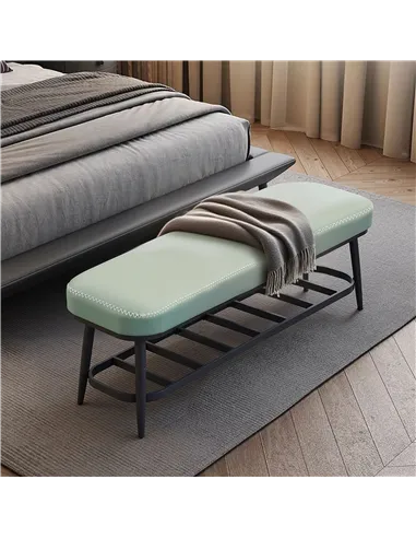 HOMCOM PU Leather Shoe Storage Bench - Green