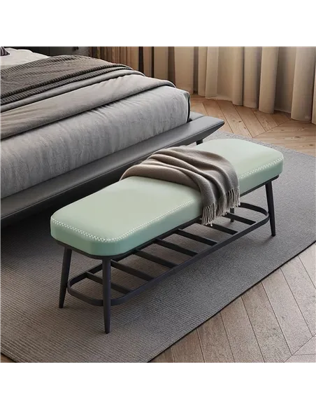 HOMCOM PU Leather Shoe Storage Bench - Green