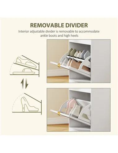 HOMCOM Shoe Storage with Seat, Upholstered Entryway Bench, Shoe Bench with 1 Flip Drawer and 4 Vents for 5 Pairs of Shoes