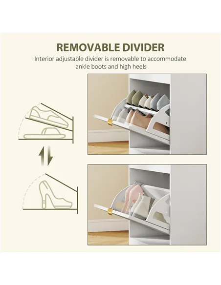 HOMCOM Shoe Storage with Seat, Upholstered Entryway Bench, Shoe Bench with 1 Flip Drawer and 4 Vents for 5 Pairs of Shoes