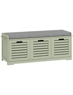 HOMCOM 3-Drawer Shoe Storage Bench - Green