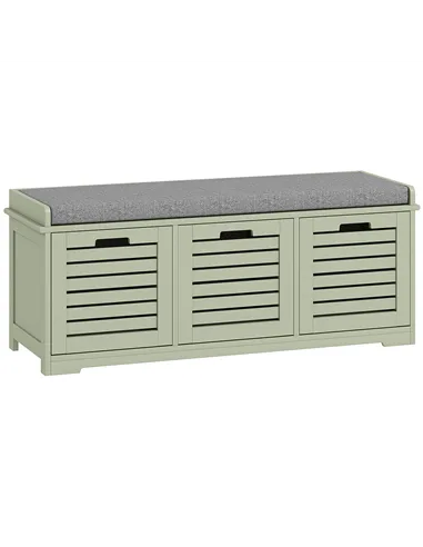 HOMCOM 3-Drawer Shoe Storage Bench - Green