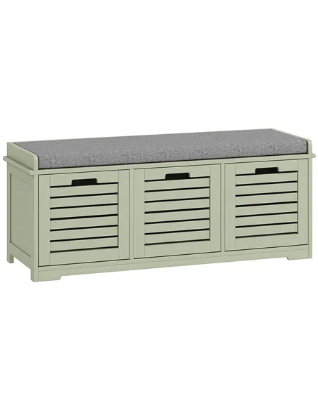 HOMCOM 3-Drawer Shoe Storage Bench - Green
