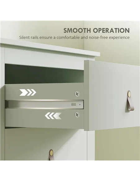 HOMCOM Bedroom Chest of Drawers, Modern 4 Drawer Dresser Cabinet with PU Leather Handles and Metal Runners for Living Room, Hall