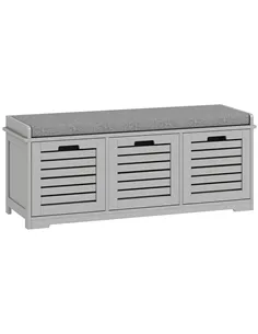 HOMCOM 3-Drawer Shoe Storage Bench - Grey