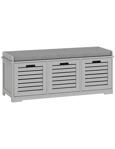 HOMCOM 3-Drawer Shoe Storage Bench - Grey