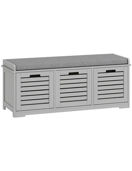 HOMCOM 3-Drawer Shoe Storage Bench - Grey