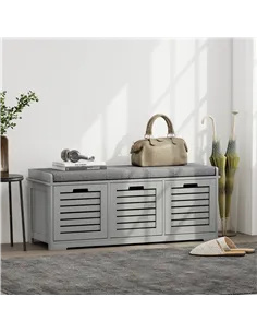 HOMCOM 3-Drawer Shoe Storage Bench - Grey 2