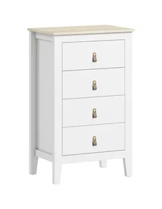 HOMCOM Bedroom Chest of Drawers, Modern 4 Drawer Dresser Cabinet with PU Leather Handles and Metal Runners for Living Room, Hall