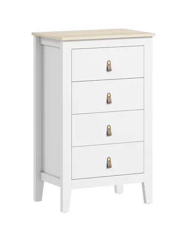 HOMCOM Bedroom Chest of Drawers, Modern 4 Drawer Dresser Cabinet with PU Leather Handles and Metal Runners for Living Room, Hall