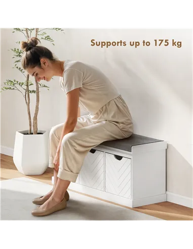 HOMCOM 3-Drawer Padded Shoe Bench with Breathable & Washable Linen-look Cover, White