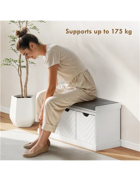 HOMCOM 3-Drawer Padded Shoe Bench with Breathable & Washable Linen-look Cover, White