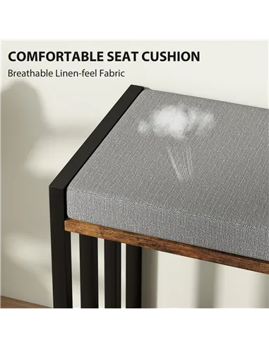 HOMCOM Shoe Storage with Seat, Upholstered Entryway Bench, Shoe Bench with 3 Open Shelves for Hallway, Rustic Brown