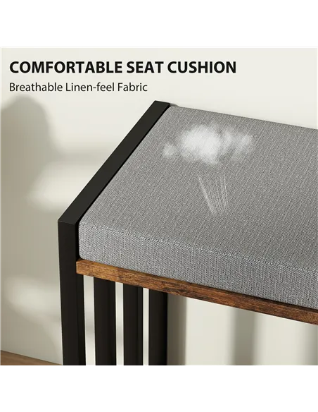 HOMCOM Shoe Storage with Seat, Upholstered Entryway Bench, Shoe Bench with 3 Open Shelves for Hallway, Rustic Brown