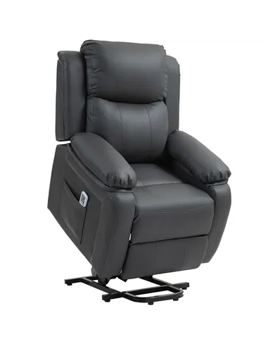 HOMCOM Riser and Recliner Chair with Massage, Power Lift Recliner Chair for Elderly with Remote Control, Extended Footrest, Dual