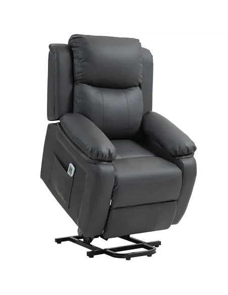 HOMCOM Riser and Recliner Chair with Massage, Power Lift Recliner Chair for Elderly with Remote Control, Extended Footrest, Dual