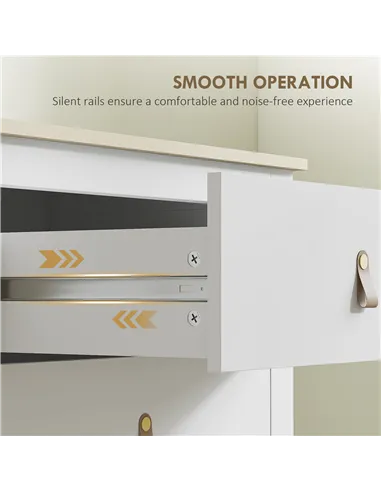 HOMCOM Bedroom Chest of Drawers, Modern 4 Drawer Dresser Cabinet with PU Leather Handles and Metal Runners for Living Room, Hall