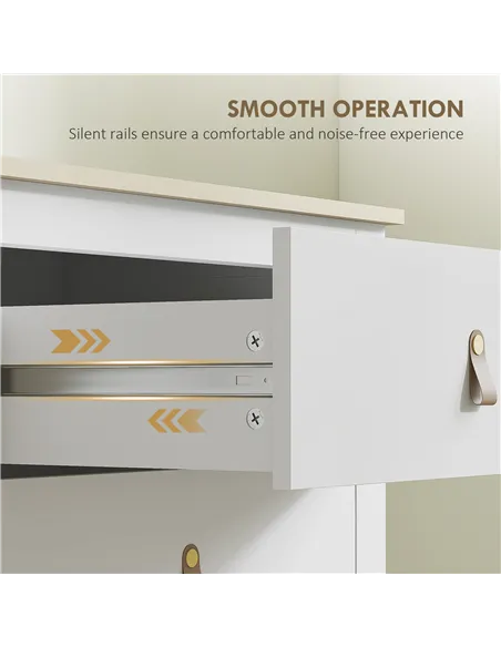 HOMCOM Bedroom Chest of Drawers, Modern 4 Drawer Dresser Cabinet with PU Leather Handles and Metal Runners for Living Room, Hall