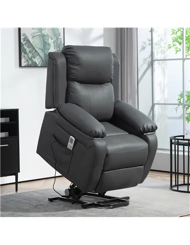 HOMCOM Riser and Recliner Chair with Massage, Power Lift Recliner Chair for Elderly with Remote Control, Extended Footrest, Dual