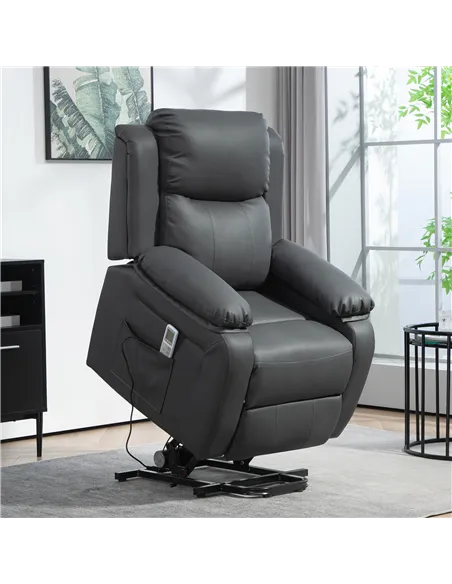 HOMCOM Riser and Recliner Chair with Massage, Power Lift Recliner Chair for Elderly with Remote Control, Extended Footrest, Dual