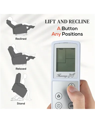 HOMCOM Riser and Recliner Chair with Massage, Power Lift Recliner Chair for Elderly with Remote Control, Extended Footrest, Dual