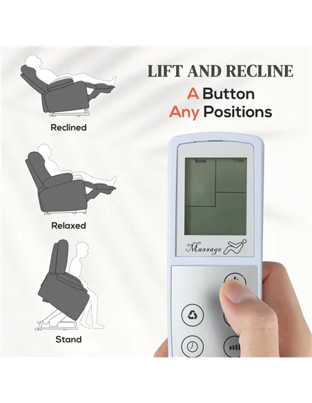 HOMCOM Riser and Recliner Chair with Massage, Power Lift Recliner Chair for Elderly with Remote Control, Extended Footrest, Dual