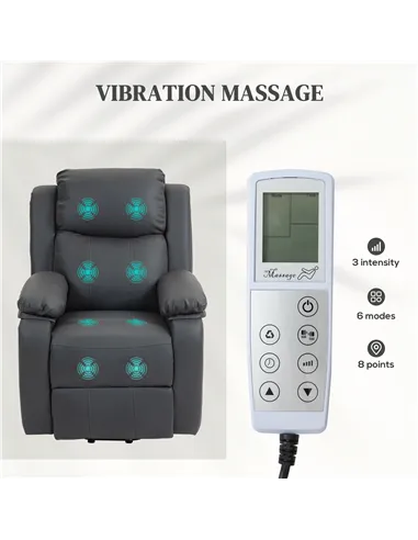 HOMCOM Riser and Recliner Chair with Massage, Power Lift Recliner Chair for Elderly with Remote Control, Extended Footrest, Dual