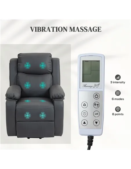 HOMCOM Riser and Recliner Chair with Massage, Power Lift Recliner Chair for Elderly with Remote Control, Extended Footrest, Dual