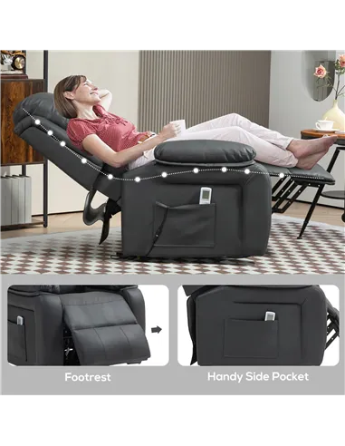 HOMCOM Riser and Recliner Chair with Massage, Power Lift Recliner Chair for Elderly with Remote Control, Extended Footrest, Dual